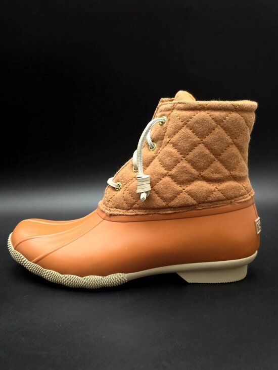 $_57.JPG?set_id=880000500F SPERRY Saltwater Quilted Duck Boots Wool Cashew Cognac Rain Boots Women\'s Size 8